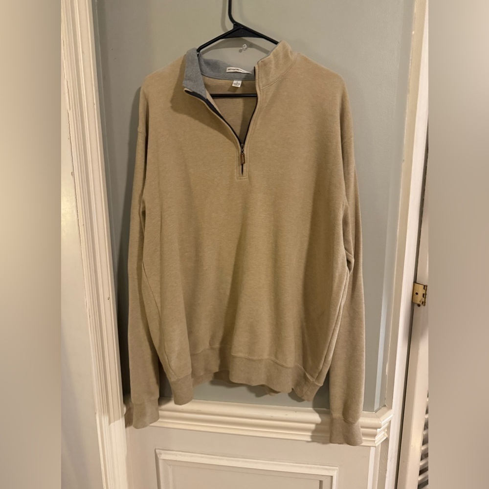 Peter Millar Tan Zip Up Sweater Large